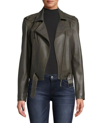 Nicole Miller Leather Moto Jacket - Macy's