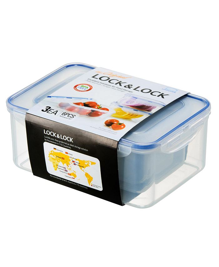 LocknLock Easy Essentials Rectangular 6 Container Food Storage Set