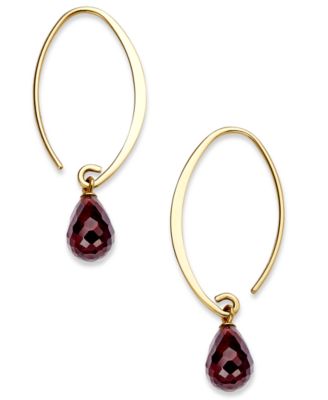 Citrine Long Hoop Earrings (6-1/2 ct. t.w.) in 14k Gold (Also Available in Amethyst, Blue Topaz, & Peridot)