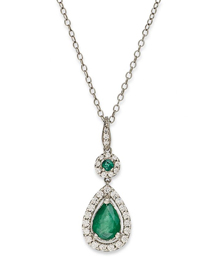 Macy s 14k White Gold Necklace Emerald 1 ct. t.w. and Diamond