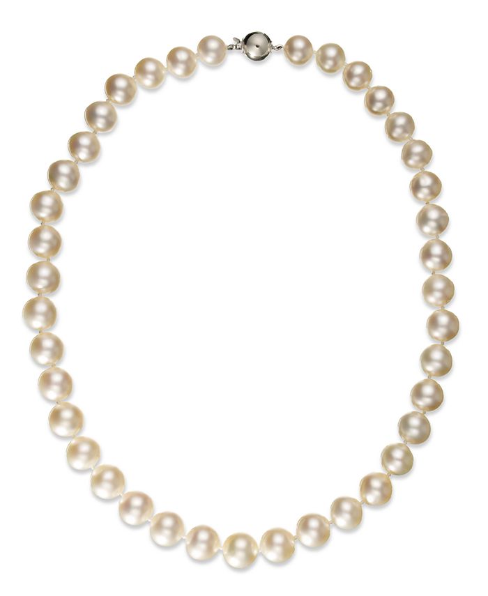 Macy's Pearl Necklace, 14k White Gold White Cultured South Sea Pearl ...