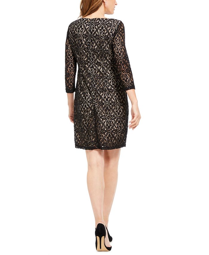 Jessica Howard Sequined Lace Shift Dress - Macy's