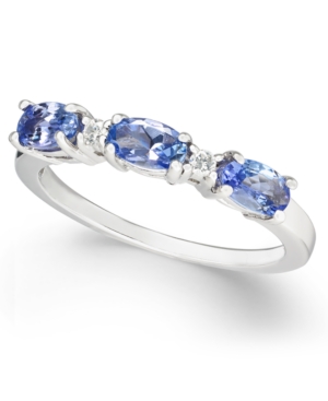 image of Tanzanite (3/4 ct. t.w.) & Diamond (1/20 ct. t.w.) Band in 14k White Gold
