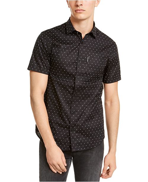 A X Armani Exchange Men S Slim Fit Stretch Ditsy Logo Print Shirt