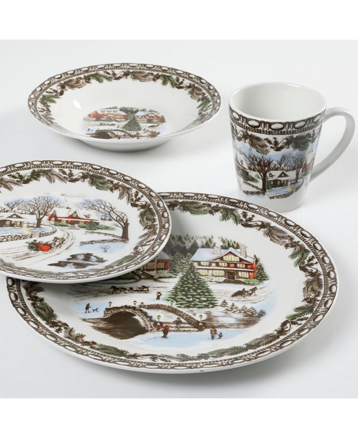 Gibson Christmas Toile 16pc Dinnerware Set Macy's
