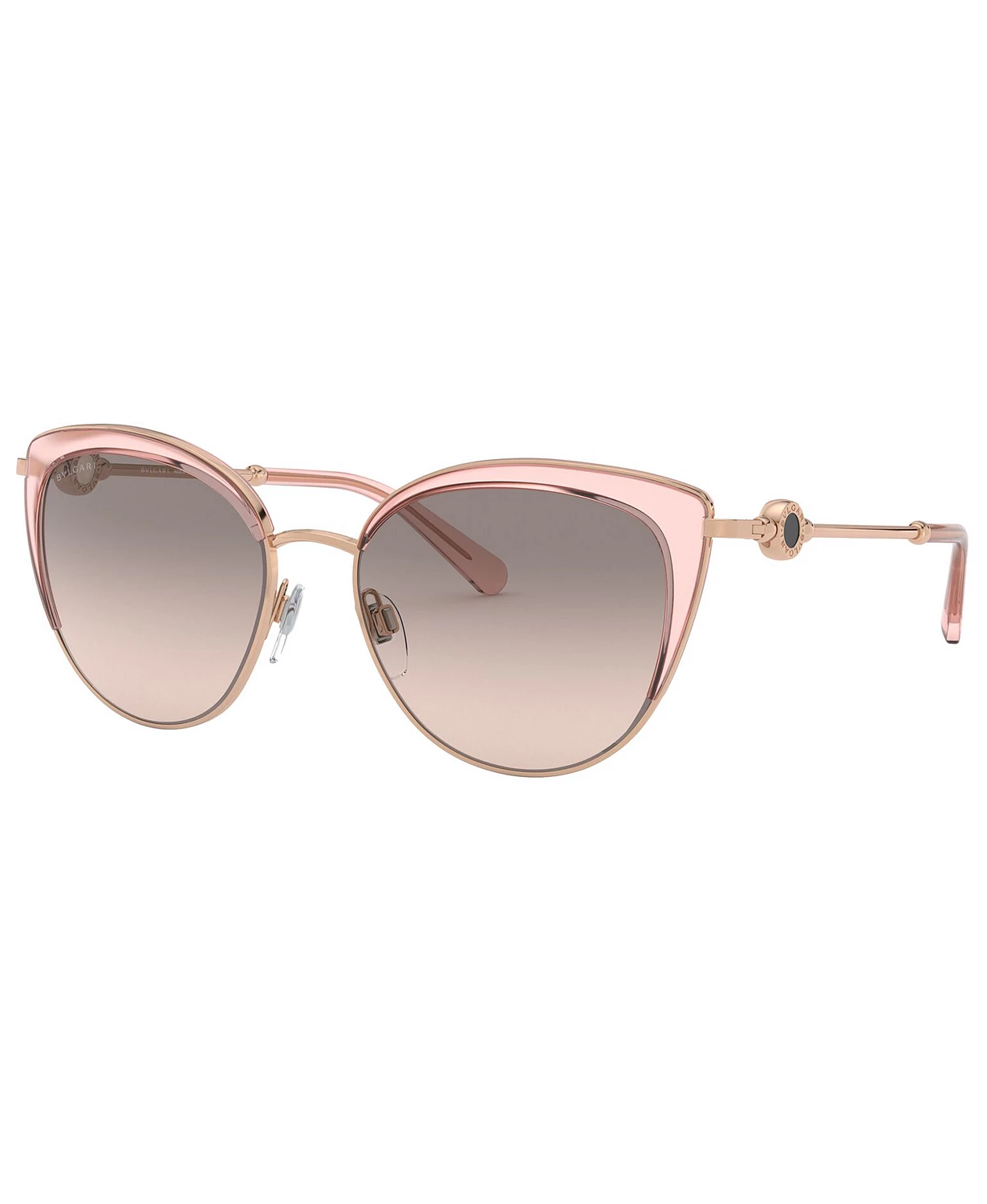 BVLGARI Pink Gold/Transparent Pink/Pink Gradient Grey Cat Eye Sunglasses