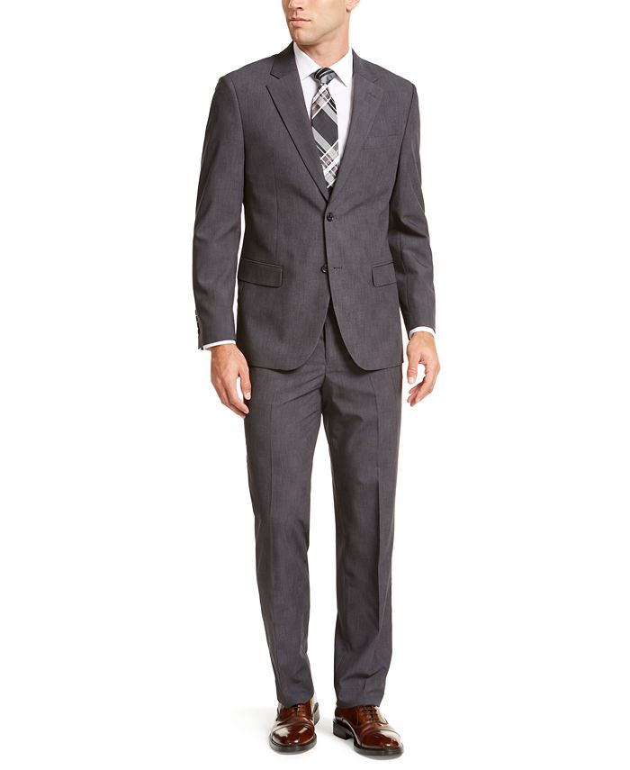 Nautica Men's ModernFit BiStretch Dark Gray Plaid Suit Macy's