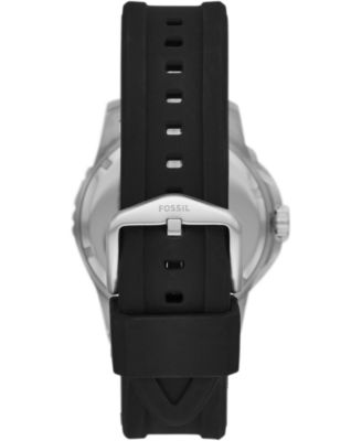 Fossil Men's Blue Diver Black Silicone Strap Watch 42mm