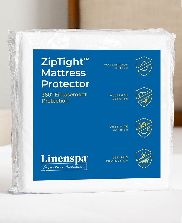 Linenspa Signature ZipTight Encasement Mattress Protector, White, Twin