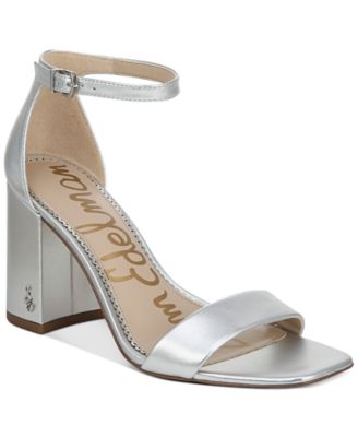 silver block heeled sandals