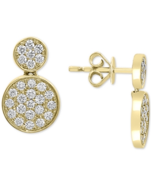 image of Effy Diamond Cluster Drop Earrings (3/4 ct. t.w.) in 14k Gold