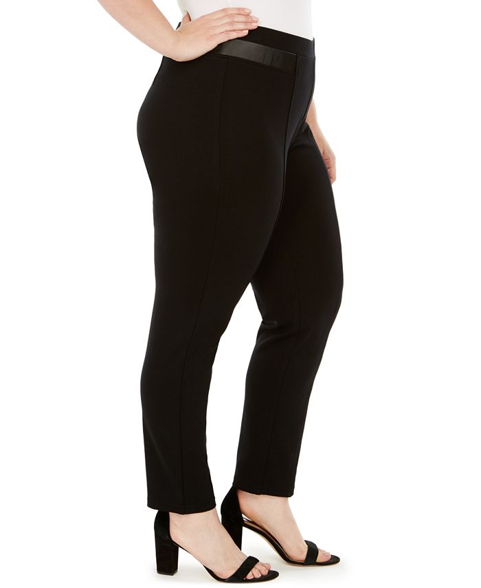JM Collection Plus Size FauxLeatherTrim Pants, Created for Macy's