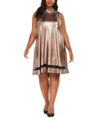 Robbie Bee Plus Size Metallic Illusion 