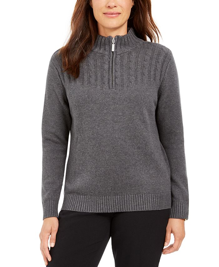 Karen Scott Cotton ZipNeck Sweater, Created for Macy's Macy's