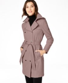 Hooded Double-Breasted Water-Resistant Trench Coat, Created for Macy's