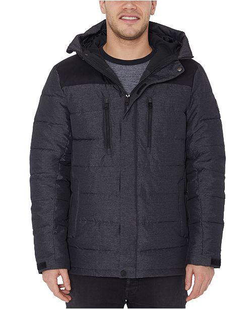 Halifax Men's WaterResistant Quilted Colorblocked Hooded Ski Jacket