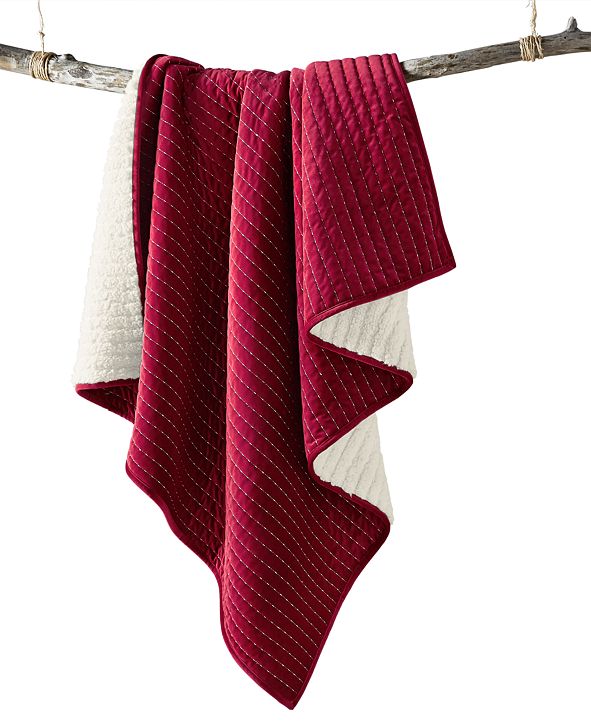 Martha Stewart Collection Velvet Channel Stitch Quilted Throw, Created