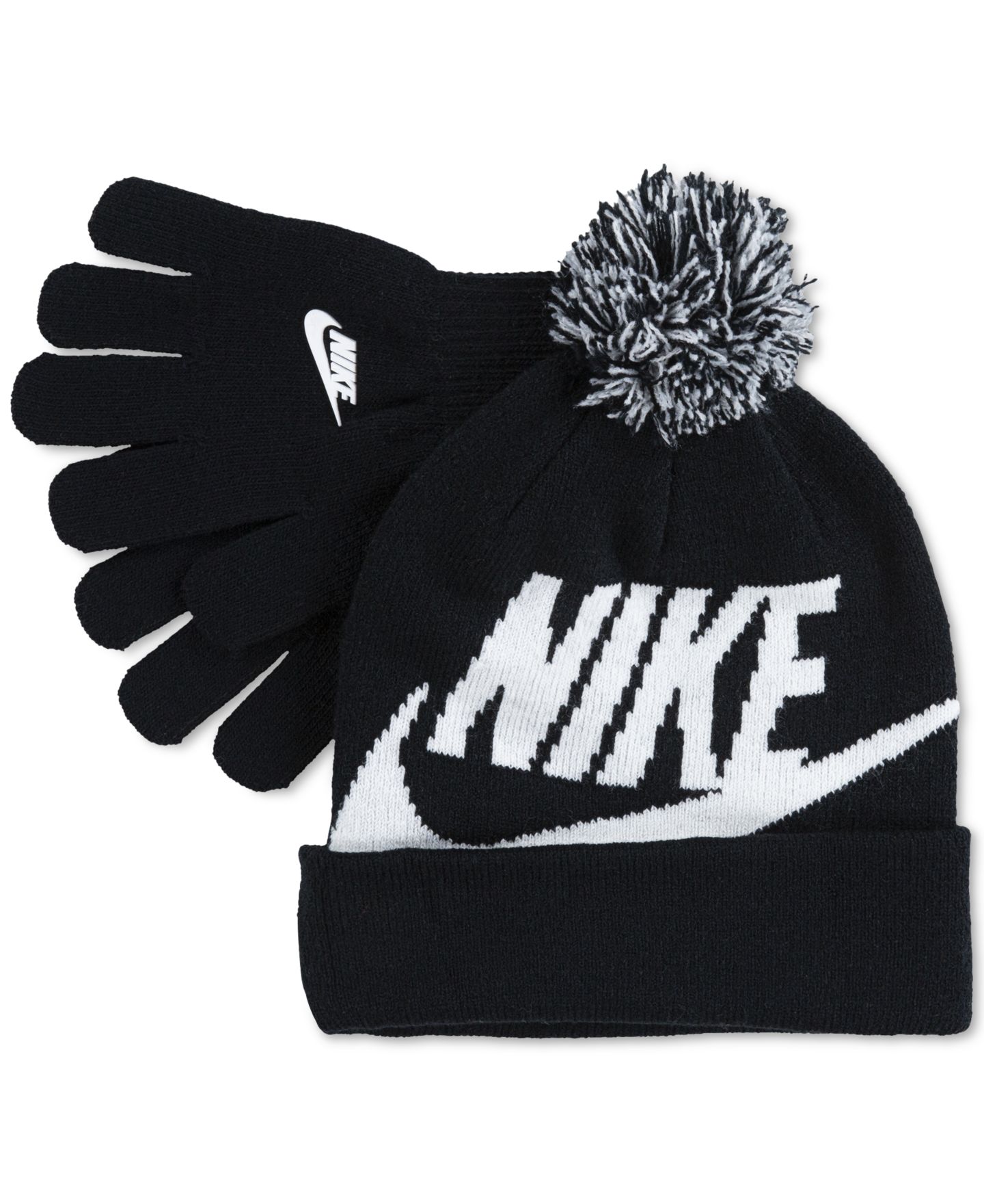 Детский комплект Nike Swoosh: шапка и перчатки, 8-20 лет, 2 предмета, цвет: Чёрный — фото 3
