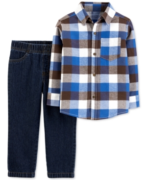 Carter's Baby Boys 2-Pc. Plaid Flannel Shirt & Jeans Set