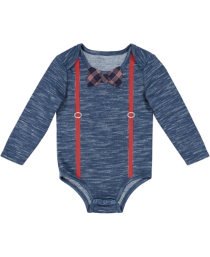 Beedle & Thread Baby Boy's Heather Bodysuit with Suspenders and Bowtie