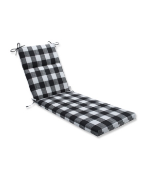 Pillow Perfect Printed Outdoor Chaise Lounge Cushion In Black Check