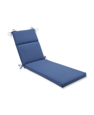 Pillow Perfect Printed Outdoor Chaise Lounge Cushion In Blue Pinstripe