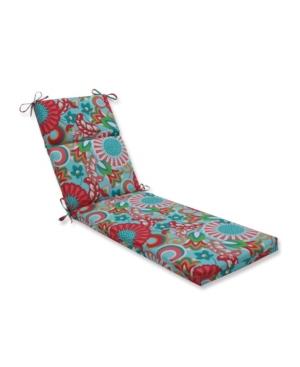 Pillow Perfect Printed Outdoor Chaise Lounge Cushion In Aqua Floral