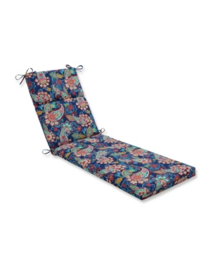 Pillow Perfect Printed Outdoor Chaise Lounge Cushion In Blue Paisley