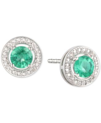 Sapphire (5/8 ct. t.w.) & Diamond Accent Stud Earrings in Sterling Silver (Also Available In Emerald and Ruby)