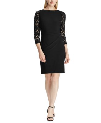 Lauren Ralph Lauren Jersey Lace-Sleeve Dress - Macy's