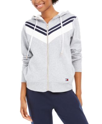 Tommy Hilfiger - Chevron-Striped Zippered Hoodie