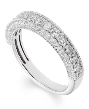 image of Certified Diamond (1/2 ct. t.w.) Engraved Band in 14k White Gold