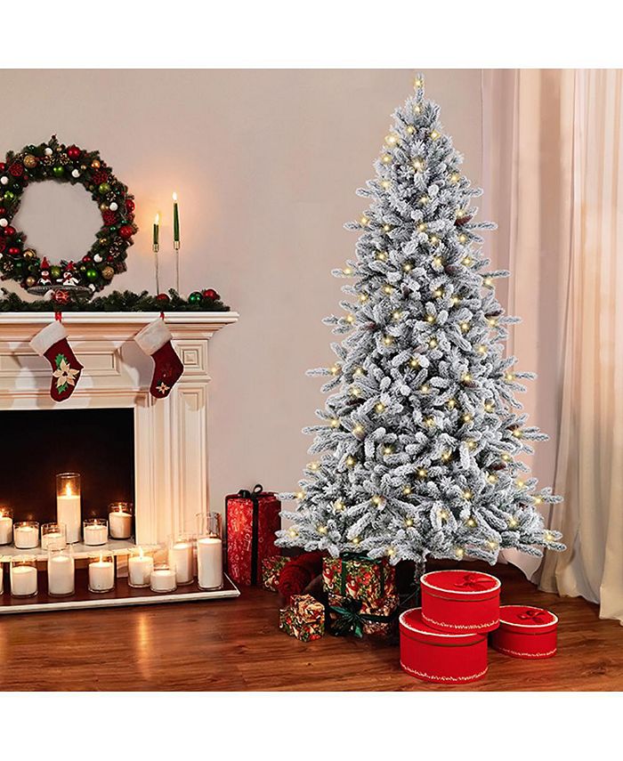 Puleo International 7.5 ft Prelit Flocked Birmingham Fir Artificial