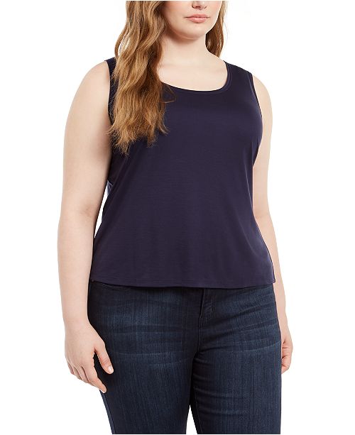 Eileen Fisher Plus Size Tencel Tank Top Reviews Tops Plus