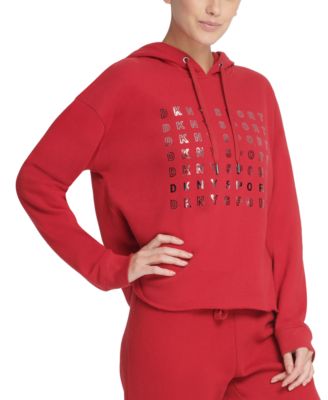 DKNY - Metallic-Logo Cropped Hoodie