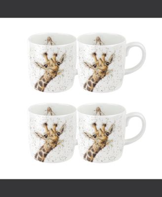 Royal Worcester Wrendale Lofty Giraffe Mugs, Set of 4