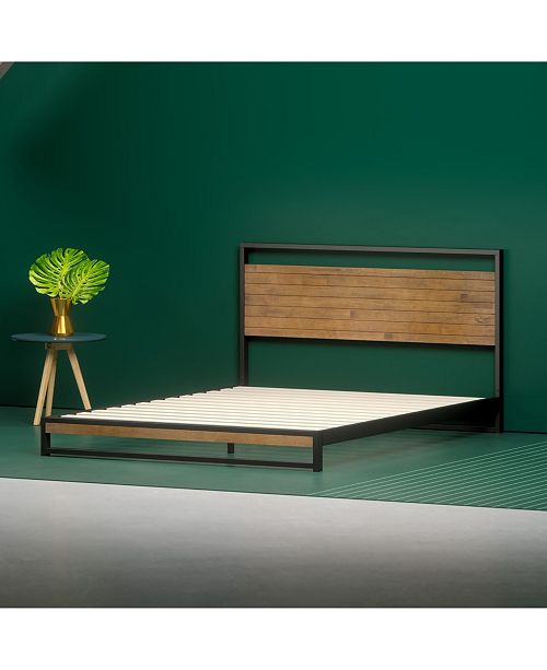 Zinus Suzanne Metal and Wood Platform Bed with Headboard, King