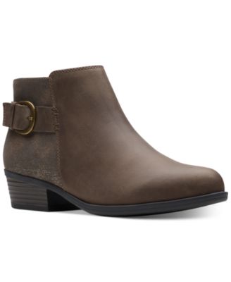 clarks brown leather booties