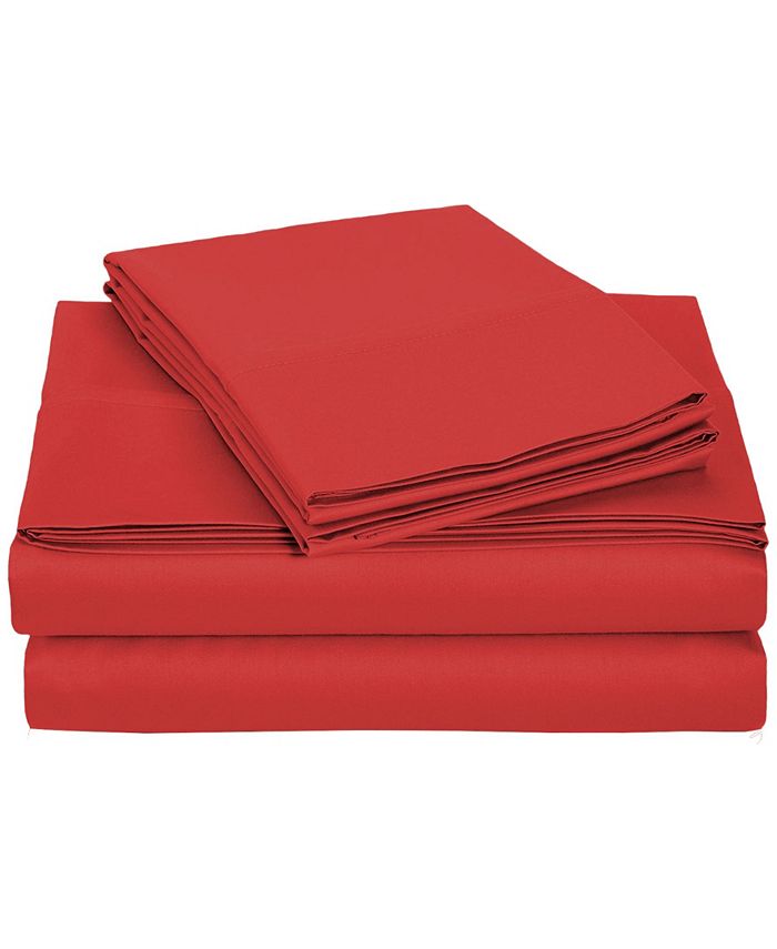 Universal Home Fashions - University 6 pc Red Solid Queen Sheet Set