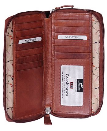 Mancini Casablanca Collection RFID Secure Double Zipper Wallet