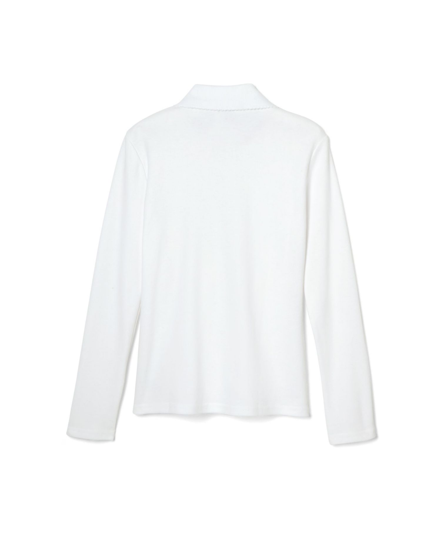 Big Girls Long Sleeve Interlock Knit Polo with Picot Collar