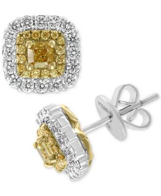 white gold yellow diamond earrings