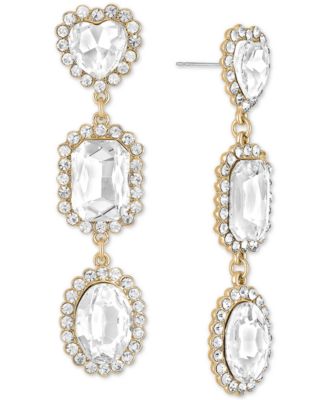 RACHEL Rachel Roy - Gold-Tone Crystal Triple Drop Earrings