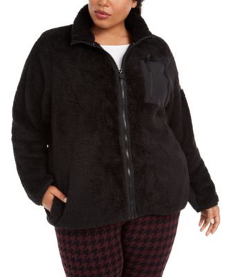 Sherpa Coat Black Teddy Bear Coat Plus Size Coat Casual Black