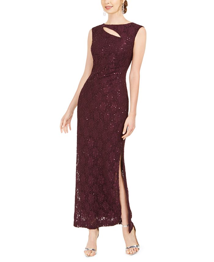 Connected cutout sequined lace gown 2025