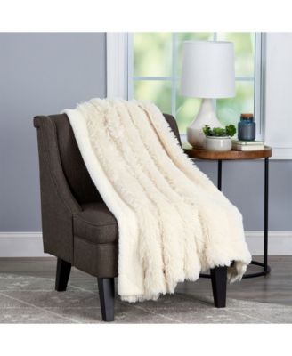 Faux-Rabbit Reversible Oversized Throw, 60" x 70"