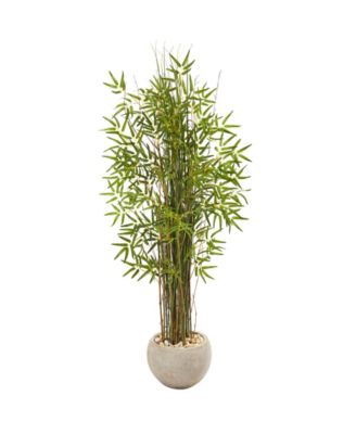 Nearly Natural - 61" Grass Artificial Bamboo Plant in Sand Colored Planter
