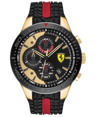 Ferrari - Men's Chronograph Red Rev Black Silicone Strap Watch 46mm