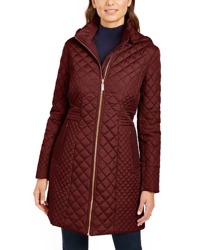 Via Spiga Quilted Hooded Water-Resistant Jacket - Macy's