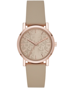 image of Dkny Women-s Soho Taupe Faux Leather Strap Watch 34mm